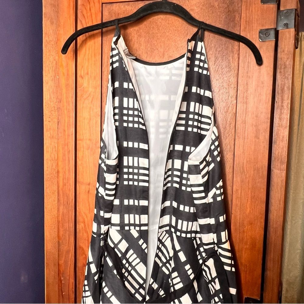 Ann Taylor Black White Plaid Midi Dress Sleeveless Old Money Minimalist Size 14 - Picture 4 of 7